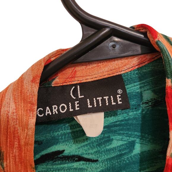 Carole Little Multicolor Vibrant Open Front Crinkle Y2K Hippie Cardigan Size 8 - Picture 5 of 9